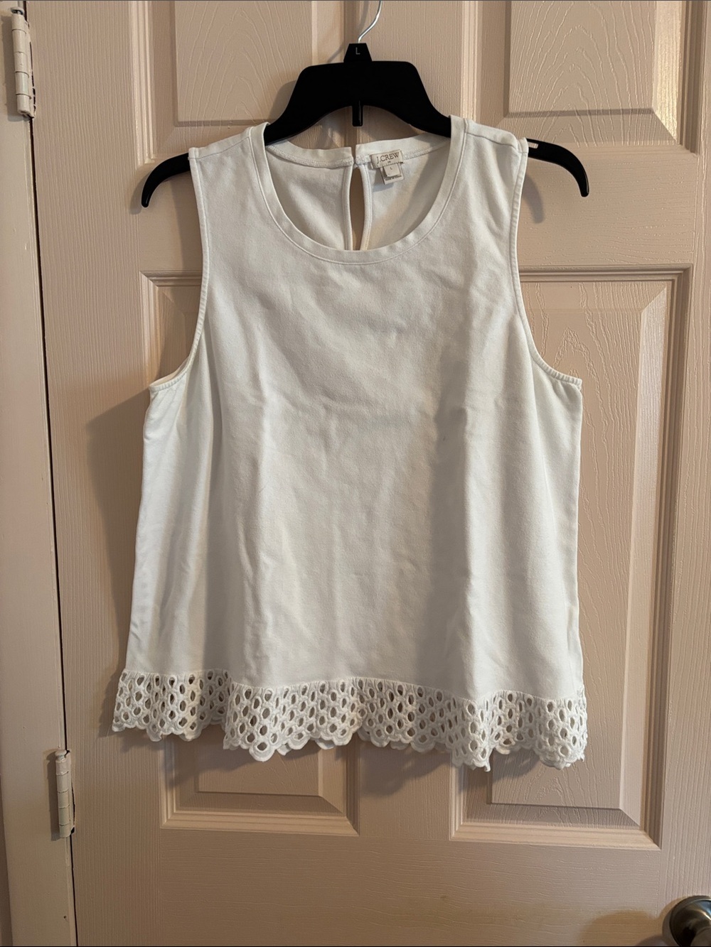 J. Crew White Sleeveless Tank with Eyelet Hem